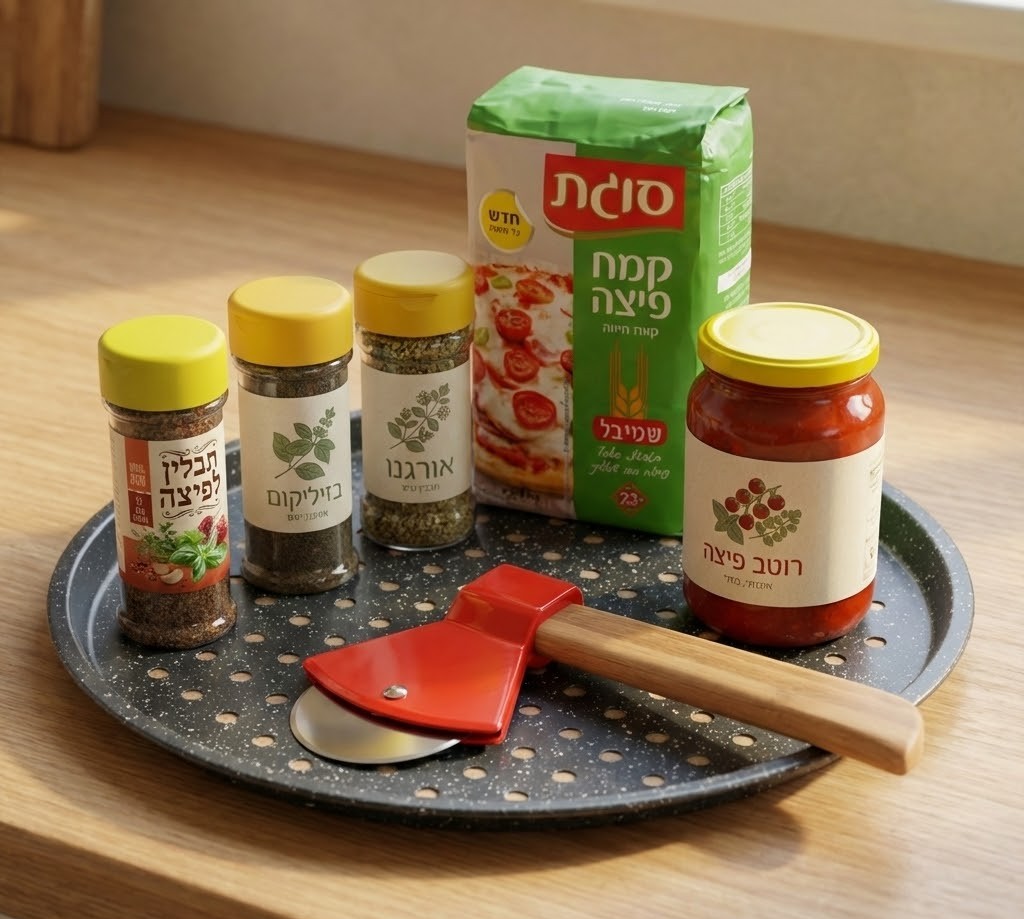ערכה להכנת פיצה עם חותכן דגם גרזן – תמונה 2
